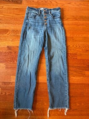 LOFT size 28 Medium Blue Straight-Leg Jeans with Button Fly